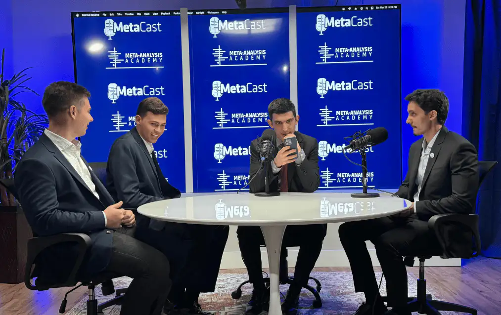 Four guests recording a podcast panel at the Lobi Space studio in Chicago