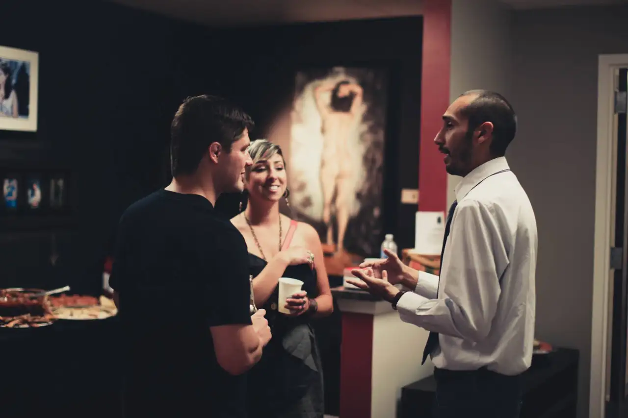 Lobi Space members talking together at a community event in Chicago