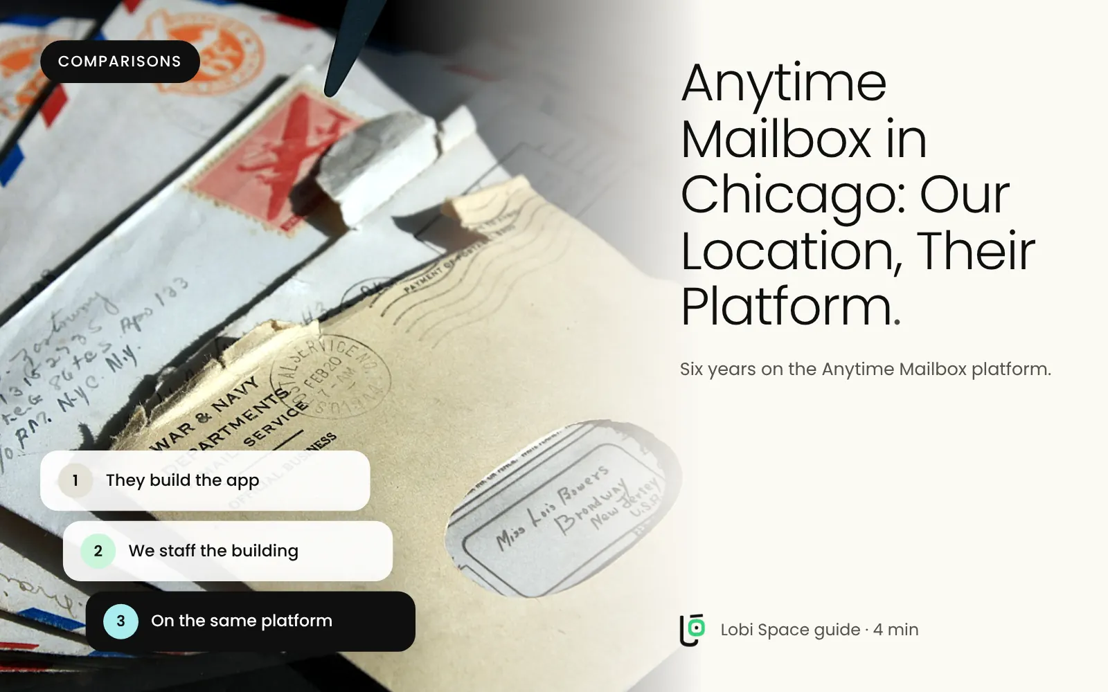 A stack of opened envelopes, with the key points: They build the app; We staff the building; On the same platform.