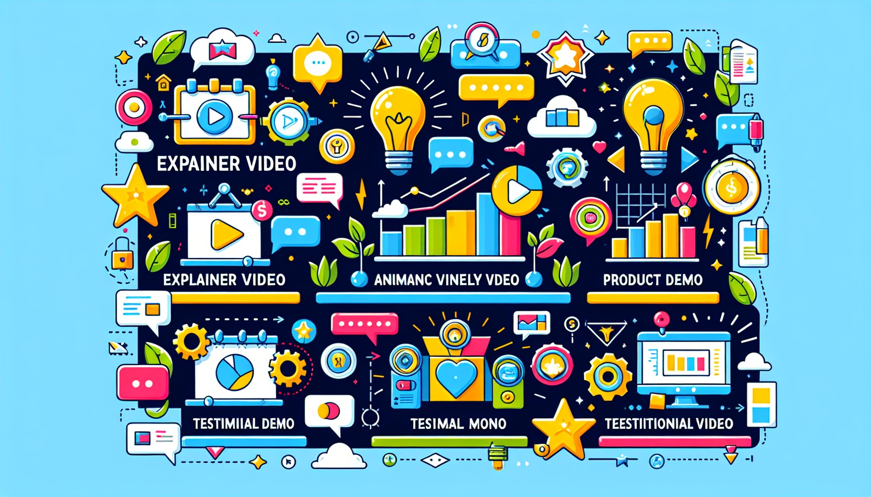 A visual representation of different types of business videos needed for effective marketing.